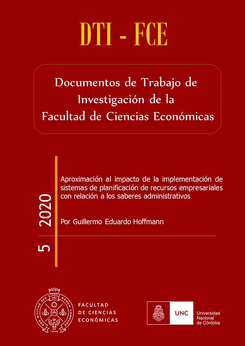 Portada de la publicación "Documentos de Trabajo de Investigación de la Facultad de Ciencias Económicas", número 4, año 2020.