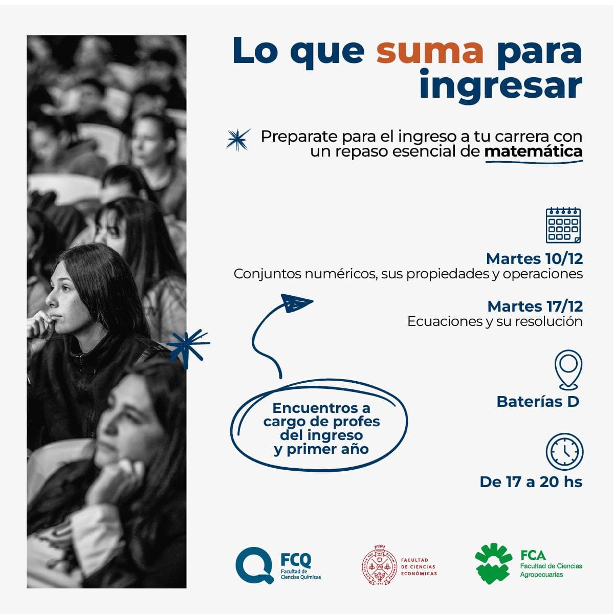 Flyer sobre tutorias de repaso de matematica para ingresantes 2025